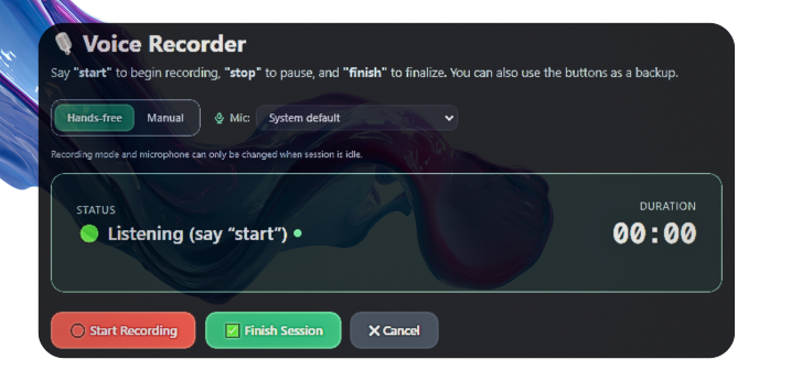 Penguin Scribe voice recorder interface